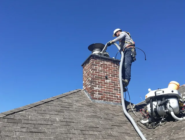 Dedicated Cypress Chimney Sweep team member cleaning a chimney in Cypress, CA