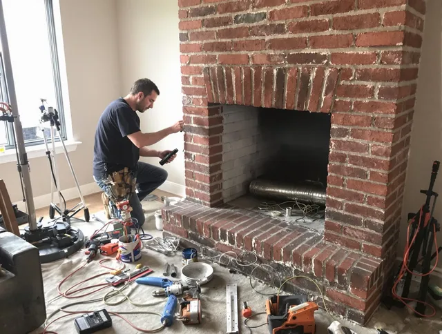 Cypress Chimney Sweep specialist finalizing chimney liner service in Cypress, CA