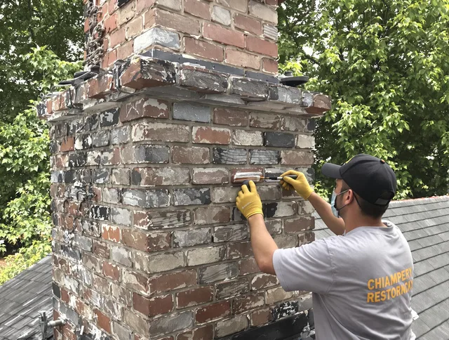 In-progress chimney restoration by Cypress Chimney Sweep in Cypress, CA