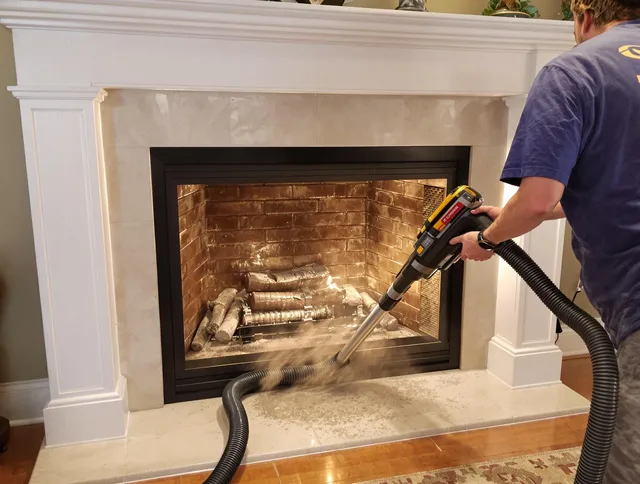 Fireplace cleaning performed by Cypress Chimney Sweep in Cypress, CA